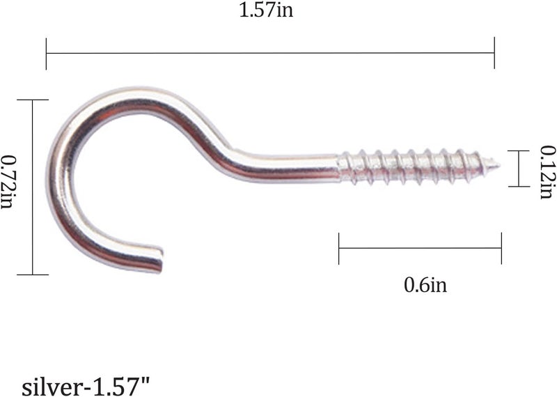 Wexecon 30 Pieces Stainless Steel Screw in Hooks for Hanging,Ceiling Hooks Cup Hook Screw for Hanging Christmas Lights LED Lights Outdoor Christmas Thanksgiving Decorations Indoor(Silver,1.57") - Image 2
